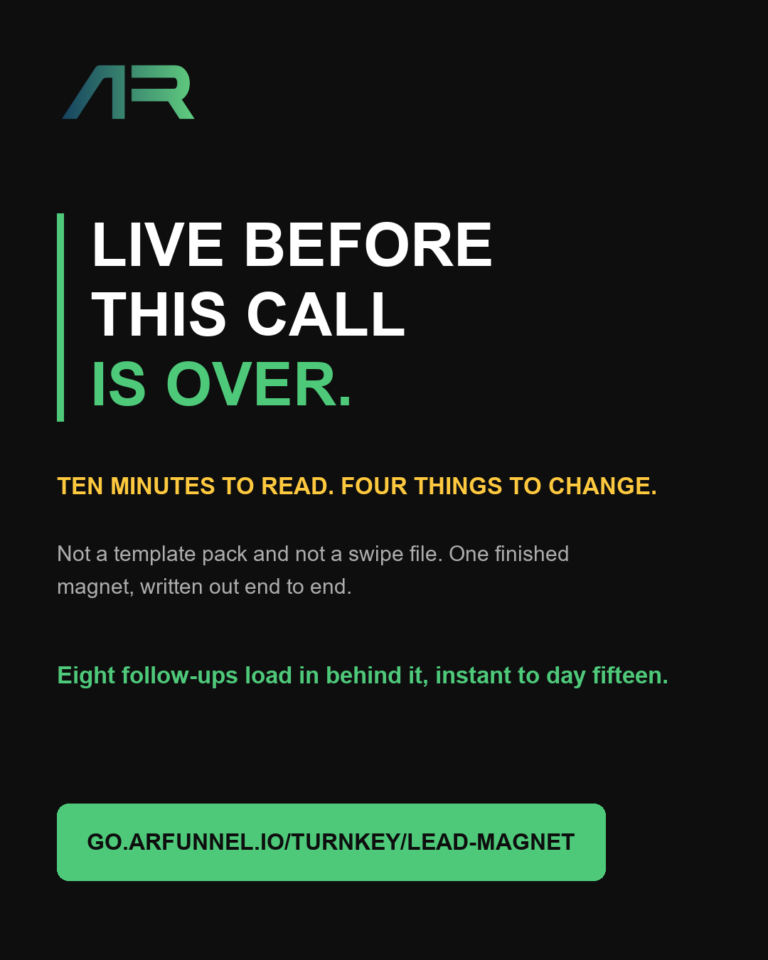 Ad creative: Live before this call is over. Ten minutes to read. Four things to change.