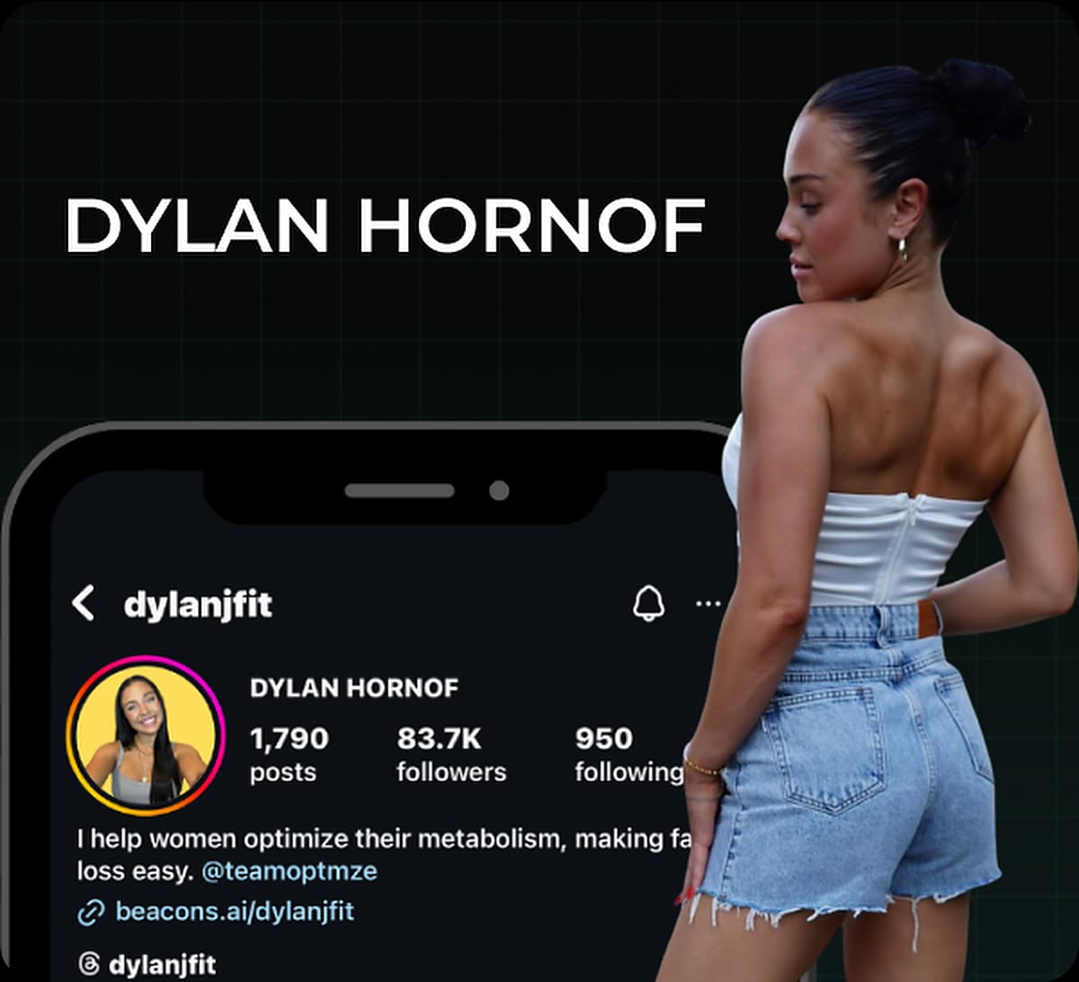 Dylan Hornof, Instagram profile card for dylanjfit