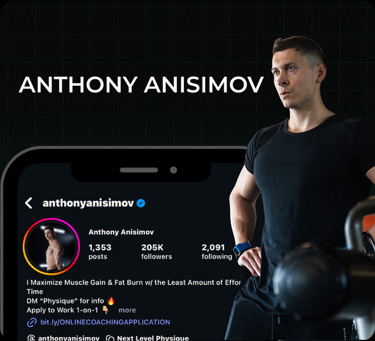 Anthony Anisimov, Instagram profile card for anthonyanisimov