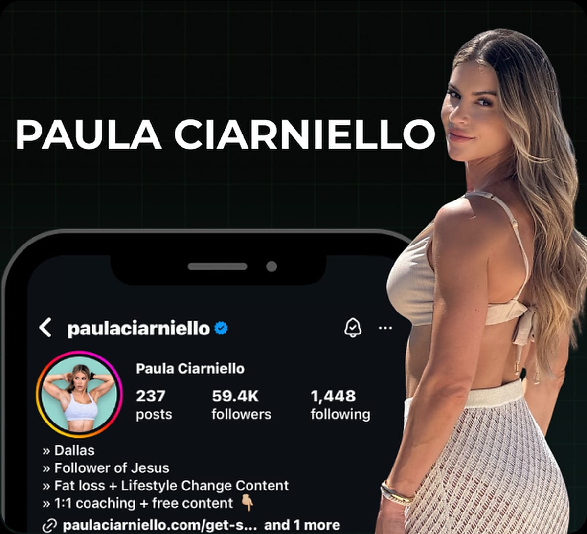 Paula Ciarniello, Instagram profile card for paulaciarniello